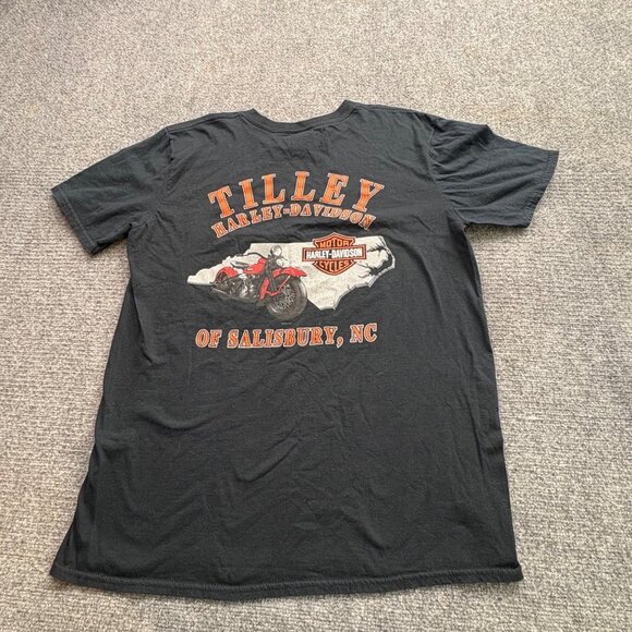 Harley-Davidson T Shirt Mens Large Black Tilley‎ Salisbury NC Graphic Grunge - Picture 7 of 10
